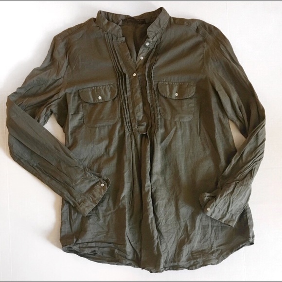 Zara Tops - Zara basics olive green long sleeve top shirt